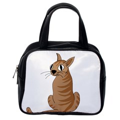 Brown Cat Classic Handbags (one Side) by Valentinaart