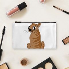 Brown Cat Cosmetic Bag (small)  by Valentinaart