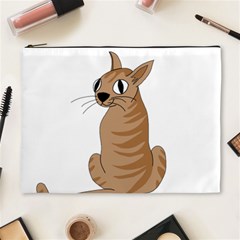 Brown Cat Cosmetic Bag (xl) by Valentinaart