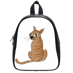 Brown Cat School Bags (small)  by Valentinaart