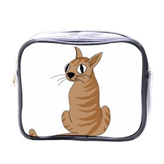 Brown Cat Mini Toiletries Bags by Valentinaart