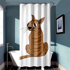 Brown Cat Shower Curtain 36  X 72  (stall)  by Valentinaart