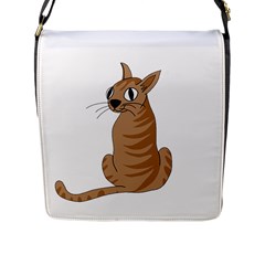 Brown Cat Flap Messenger Bag (l)  by Valentinaart