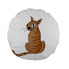 Brown Cat Standard 15  Premium Flano Round Cushions by Valentinaart