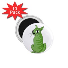 Green Cat 1 75  Magnets (10 Pack)  by Valentinaart