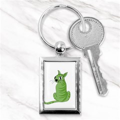 Green Cat Key Chains (rectangle)  by Valentinaart