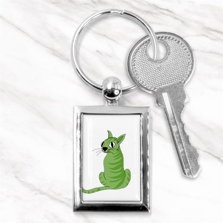 Green cat Key Chains (Rectangle) 