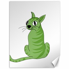 Green Cat Canvas 36  X 48   by Valentinaart