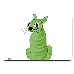 Green Cat Large Doormat  by Valentinaart