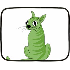 Green Cat Double Sided Fleece Blanket (mini)  by Valentinaart