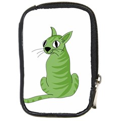 Green Cat Compact Camera Cases by Valentinaart