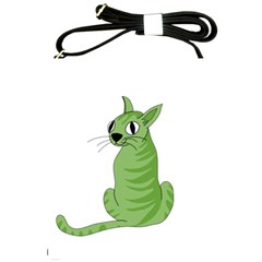 Green Cat Shoulder Sling Bags by Valentinaart