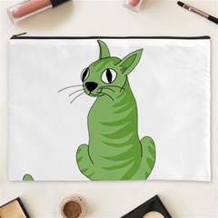 Green Cat Cosmetic Bag (xxxl)  by Valentinaart