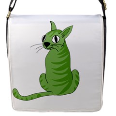 Green Cat Flap Messenger Bag (s) by Valentinaart