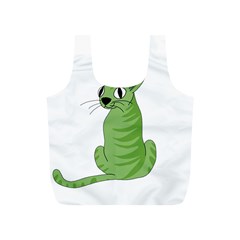 Green Cat Full Print Recycle Bags (s)  by Valentinaart