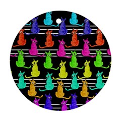 Colorful Cats Pattern Ornament (round)  by Valentinaart