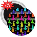 Colorful cats pattern 3  Magnets (10 pack)  Front