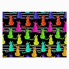 Colorful Cats Pattern Large Glasses Cloth by Valentinaart