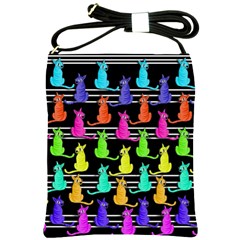 Colorful Cats Pattern Shoulder Sling Bags by Valentinaart