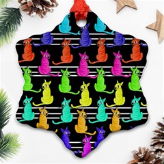 Colorful Cats Pattern Ornament (snowflake)  by Valentinaart