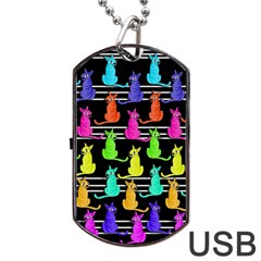 Colorful Cats Pattern Dog Tag Usb Flash (two Sides)  by Valentinaart