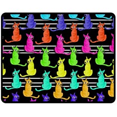 Colorful Cats Pattern Double Sided Fleece Blanket (medium)  by Valentinaart