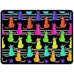 Colorful Cats Pattern Double Sided Fleece Blanket (large)  by Valentinaart