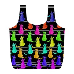 Colorful Cats Pattern Full Print Recycle Bags (l)  by Valentinaart