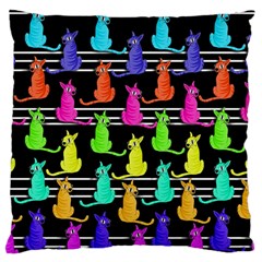 Colorful Cats Pattern Large Flano Cushion Case (one Side) by Valentinaart