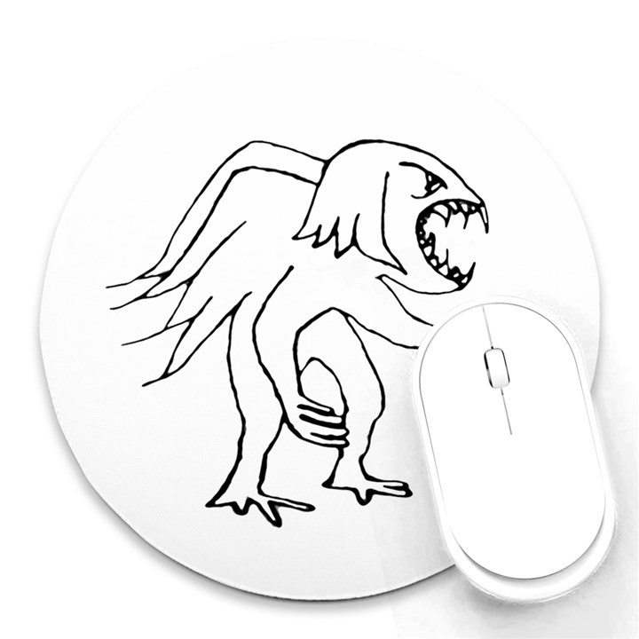 Monster Bird Drawing Round Mousepads