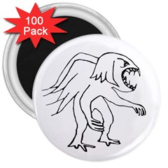 Monster Bird Drawing 3  Magnets (100 Pack) by dflcprints