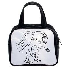 Monster Bird Drawing Classic Handbags (2 Sides) by dflcprints