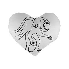 Monster Bird Drawing Standard 16  Premium Heart Shape Cushions by dflcprints