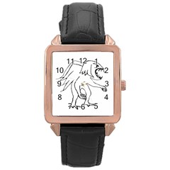 Monster Bird Drawing Rose Gold Leather Watch  by dflcprints