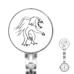 Monster Bird Drawing Stainless Steel Nurses Watch by dflcprints