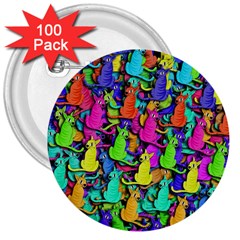 Colorful Cats 3  Buttons (100 Pack)  by Valentinaart