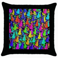 Colorful Cats Throw Pillow Case (black) by Valentinaart