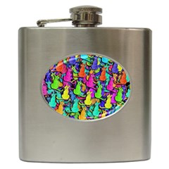 Colorful Cats Hip Flask (6 Oz) by Valentinaart