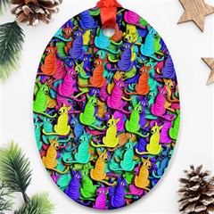 Colorful Cats Oval Ornament (two Sides) by Valentinaart