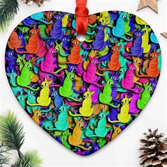 Colorful Cats Heart Ornament (2 Sides) by Valentinaart