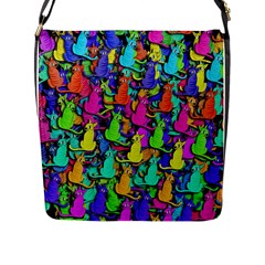 Colorful Cats Flap Messenger Bag (l)  by Valentinaart