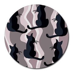 Elegant Cats Round Mousepads by Valentinaart