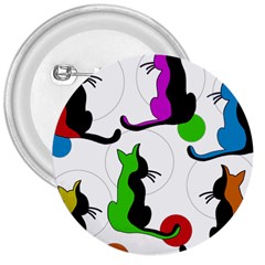 Colorful Abstract Cats 3  Buttons by Valentinaart