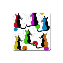 Colorful Abstract Cats Square Magnet by Valentinaart