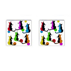 Colorful Abstract Cats Cufflinks (square) by Valentinaart