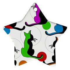 Colorful Abstract Cats Star Ornament (two Sides)  by Valentinaart