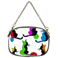 Colorful Abstract Cats Chain Purses (one Side)  by Valentinaart