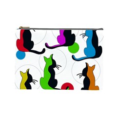 Colorful Abstract Cats Cosmetic Bag (large)  by Valentinaart