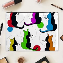 Colorful Abstract Cats Cosmetic Bag (xl) by Valentinaart