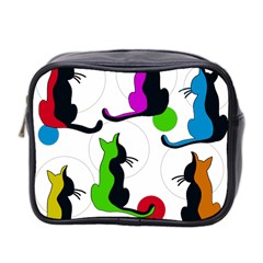 Colorful Abstract Cats Mini Toiletries Bag 2-side by Valentinaart